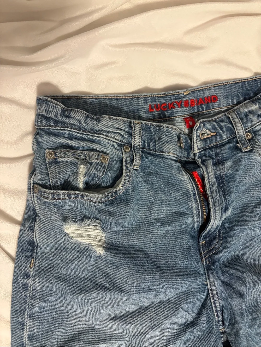 Lucky Brand Washed Blue Distressed Jean Shorts